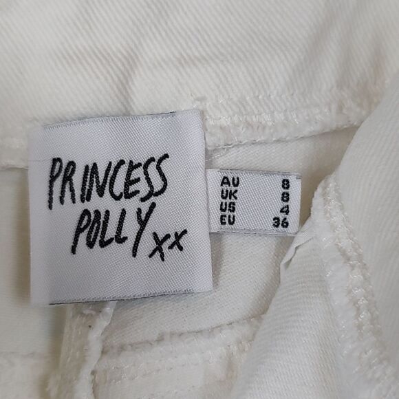 Princess Polly White Wide Leg Patch Pockets Denim Pants Size 4 - Picture 2 of 16